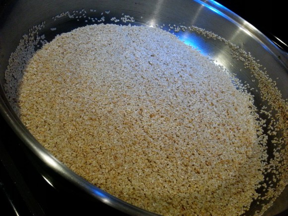almost toasted sesame seeds
